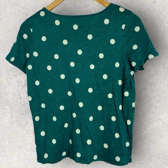 Sezane 100% Linen Andre T-Shirt Green White Polka Dots Size Medium Tee Blouse M - Picture 11 of 12